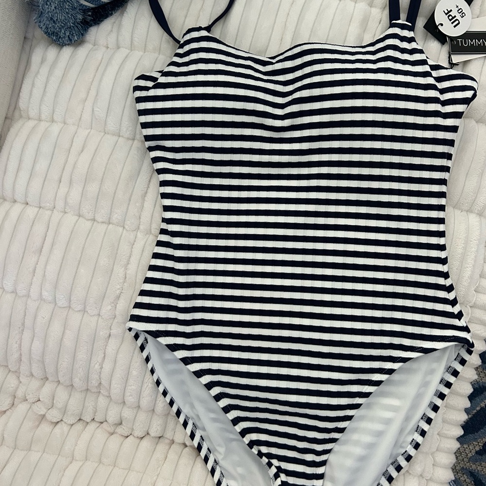 La Blanca Navy and White Striped Swimsuit